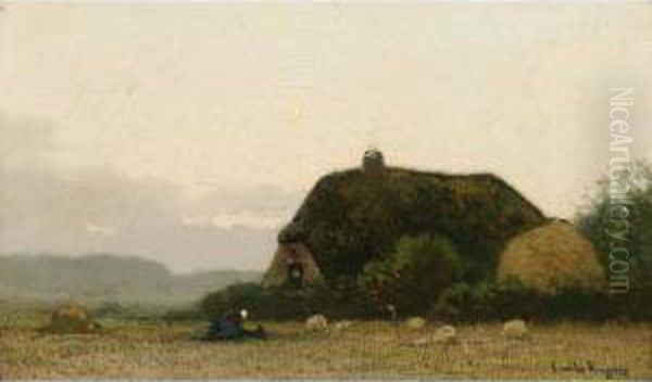 A Peasant Woman Near A Farm Oil Painting by Cornelis Kuypers