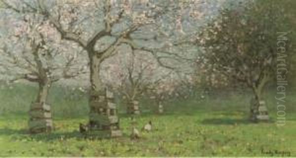 A Flowering Orchard Oil Painting by Cornelis Kuypers