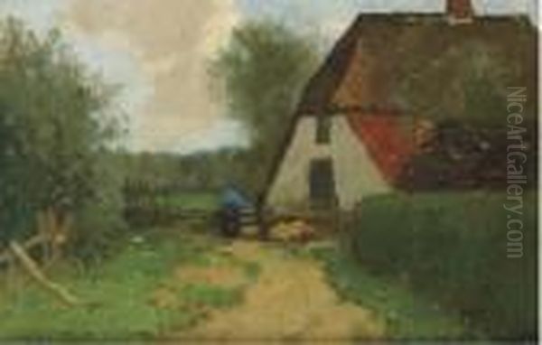 A Farmer At Work, The Veluwe Oil Painting by Cornelis Kuypers