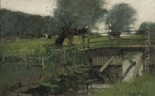 Summer: Landscape With A Bridge Oil Painting by Cornelis Kuypers