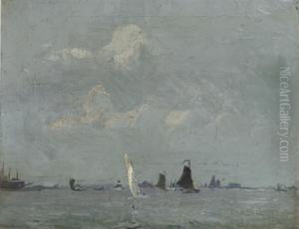 Sailing Boats On Open Water Oil Painting by Harrie Kuyten