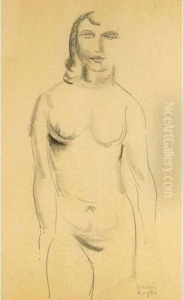 Study Of A Standing Nude Oil Painting by Harrie Kuyten