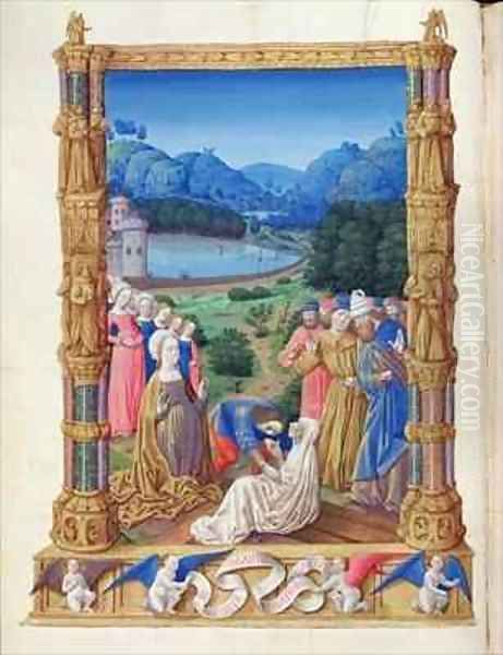 The Discovery of the Holy Cross from the Tres Riches Heures du Duc de Berry Oil Painting by Jean Colombe