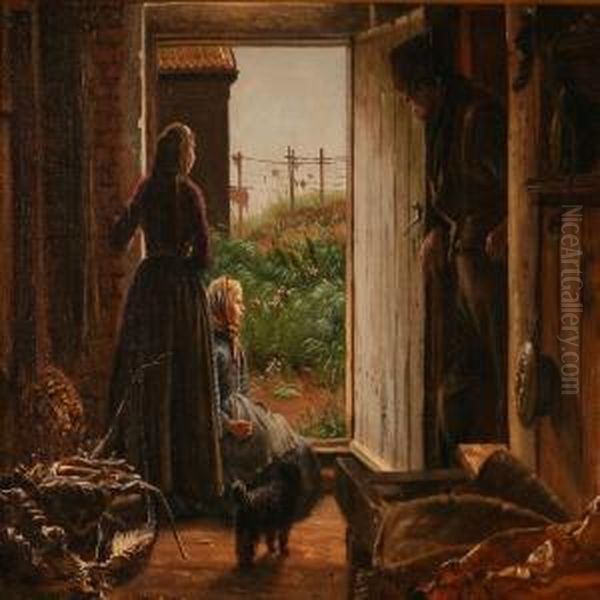 Fishermen Interior With A Young Girl Waiting In Thedoorway Oil Painting by Vilhelm Peter C. Kyhn