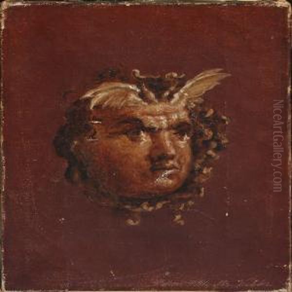 Pompeian Motiv With A Medusa Head Oil Painting by Vilhelm Peter C. Kyhn