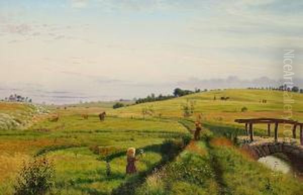 A Danish Summer Landscape From Eastern Jutland Oil Painting by Vilhelm Peter C. Kyhn