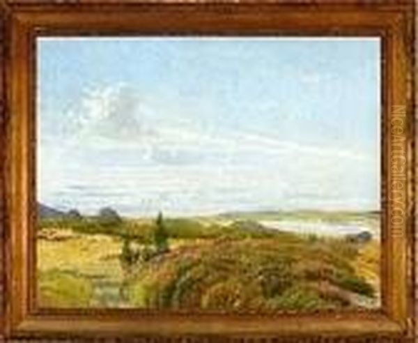 A Danish Moor Landscape Oil Painting by Vilhelm Peter C. Kyhn