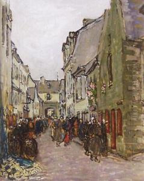 Continental Street Scene Oil Painting by Georgina Moutray Kyle