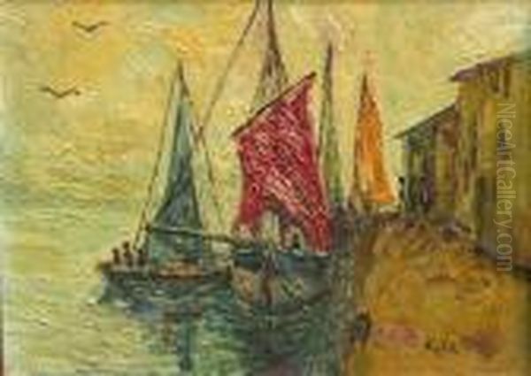 Sailboats Oil Painting by Georgina Moutray Kyle