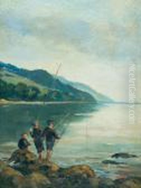 Three Young Fishermen. Oil Painting by Georgina Moutray Kyle