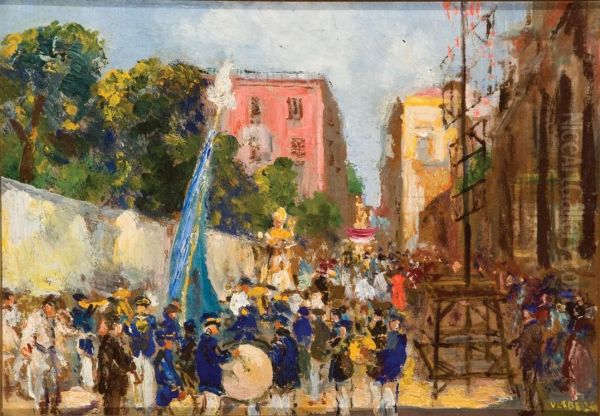 Processione Oil Painting by Vincenzo La Bella