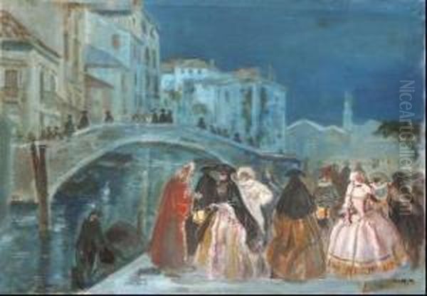 Maschere A Venezia Oil Painting by Vincenzo La Bella