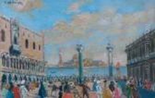 Maschere A Piazza San Marco Oil Painting by Vincenzo La Bella