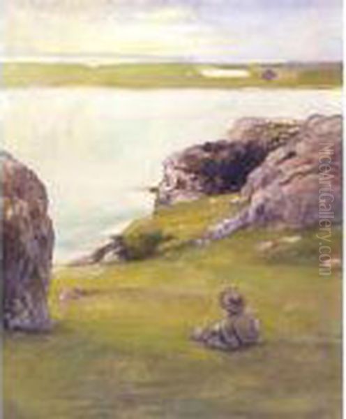 Study At Brenton's Cove, Newport, Looking Towards Fort Adams Oil Painting by John La Farge