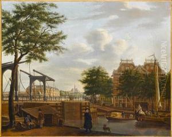 A View Of Amsterdam With The Scheepvaartmuseum Oil Painting by Paulus Constantin La Fargue