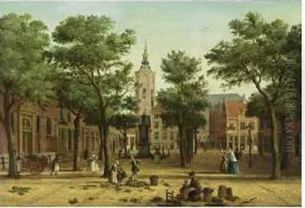 The Hague; The Grote Markt Seen 
From The Prinsegracht With The Boterwaag On The Left And The Grote Or 
St. Jacobskerk Beyond Oil Painting by Paulus Constantin La Fargue