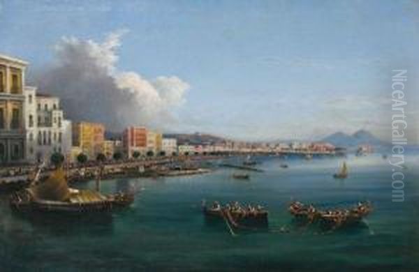 Vue De Naples Oil Painting by Gioacchino La Pira