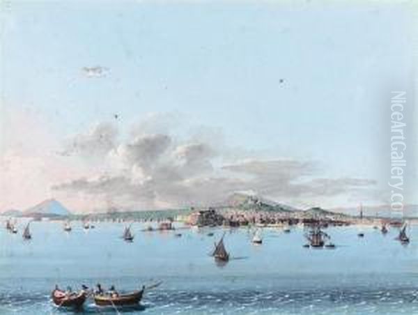 Fishing On The Bay, Portici Beyond Oil Painting by Gioacchino La Pira