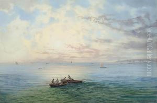 Fishing On The Bay Of Naples Oil Painting by Gioacchino La Pira