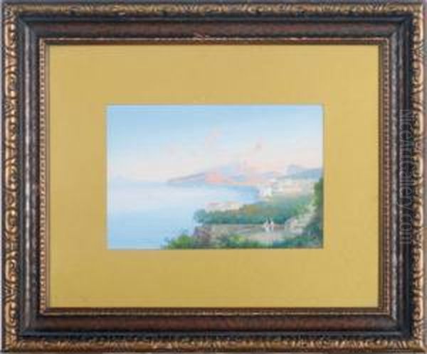 A View Of The Bay Of Naples; And A Companion Work Oil Painting by Gioacchino La Pira