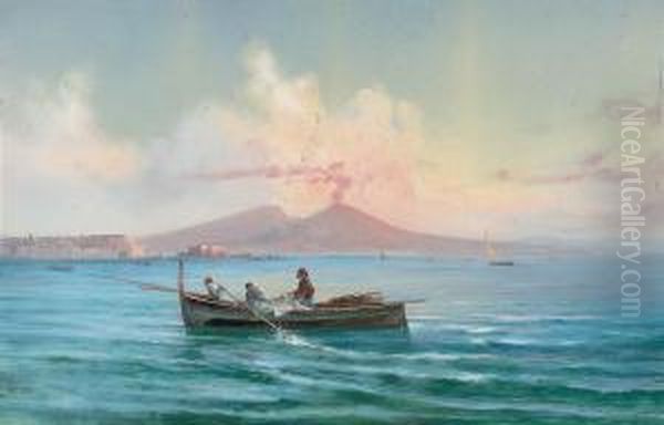 Fishing On The Bay Of Naples Oil Painting by Gioacchino La Pira