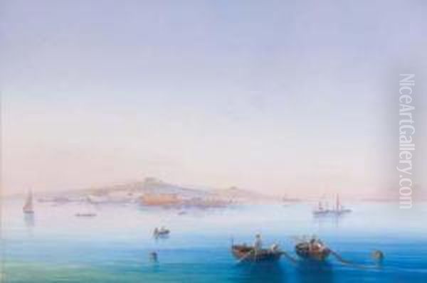 Napoli Dal Mare Oil Painting by Gioacchino La Pira