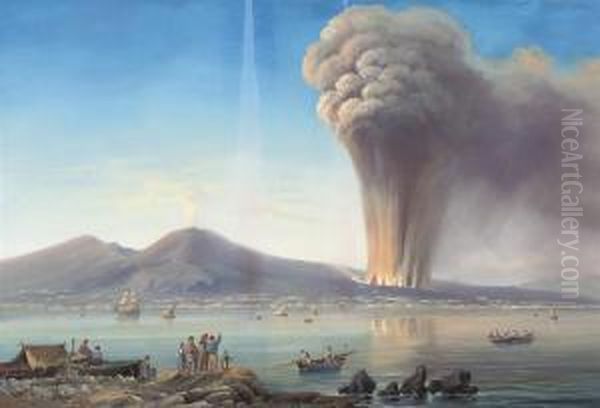 An Eruption On The Bay Of Naples Oil Painting by Gioacchino La Pira