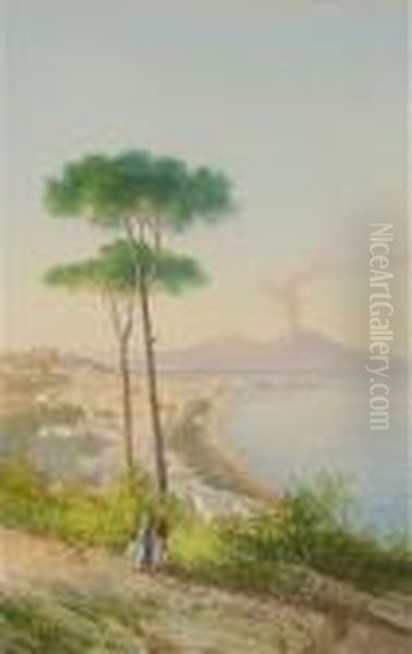 Bay Of Naples Oil Painting by Gioacchino La Pira