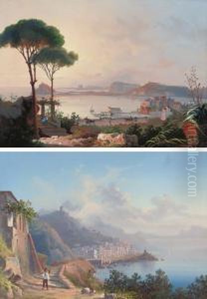 A View Of Naples; And On The Neapolitan Coast Oil Painting by Gioacchino La Pira