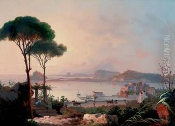 View Of Naples (illustrated); And On The Neapolitan Coast Oil Painting by Gioacchino La Pira