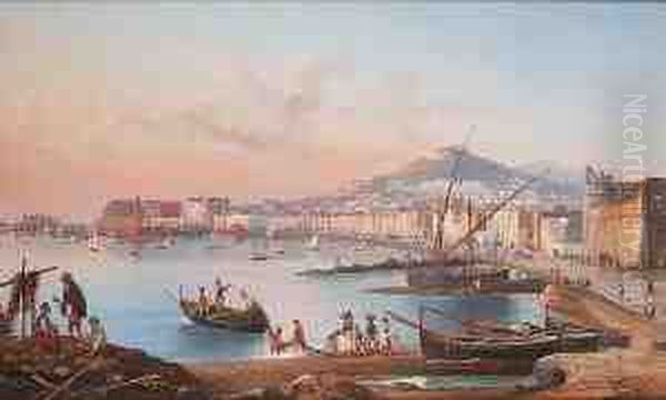 Naples; Nisita, A Pair Oil Painting by Gioacchino La Pira