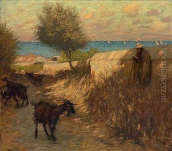 Provencal Lane, Martigues Oil Painting by Henry Herbert La Thangue