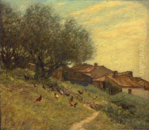 A Hillside Village In Provence Oil Painting by Henry Herbert La Thangue