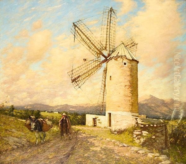 A Spanish Mill Oil Painting by Henry Herbert La Thangue