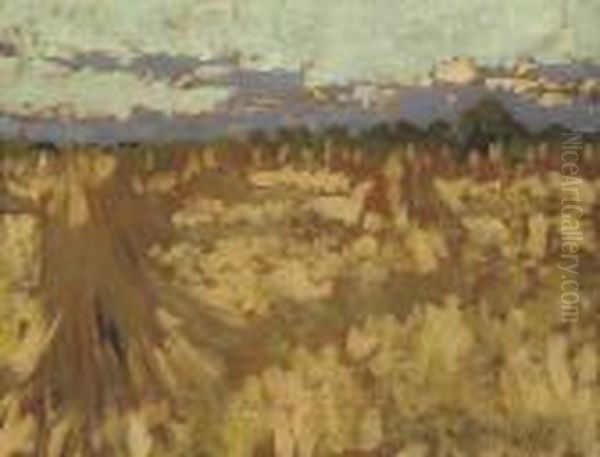 Hay Stacks Oil Painting by Henry Herbert La Thangue