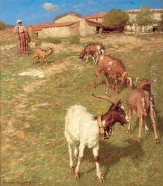 Provencal Farm Oil Painting by Henry Herbert La Thangue