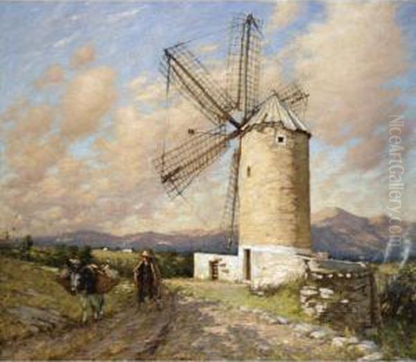 A Spanish Mill Oil Painting by Henry Herbert La Thangue