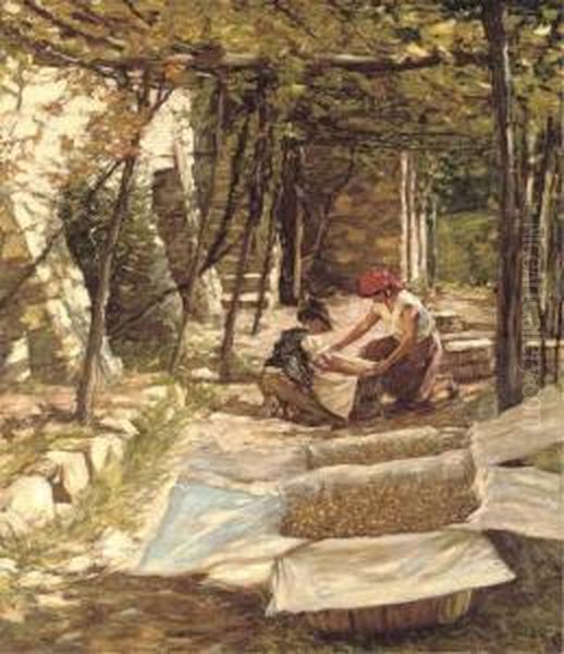 Packing Grapes Oil Painting by Henry Herbert La Thangue