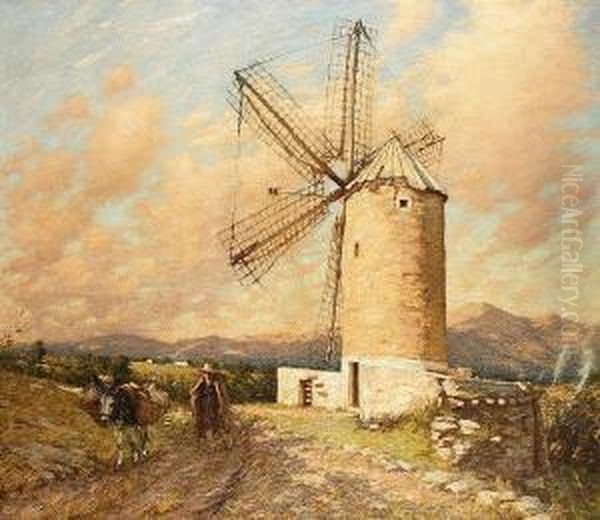 A Spanish Mill Oil Painting by Henry Herbert La Thangue