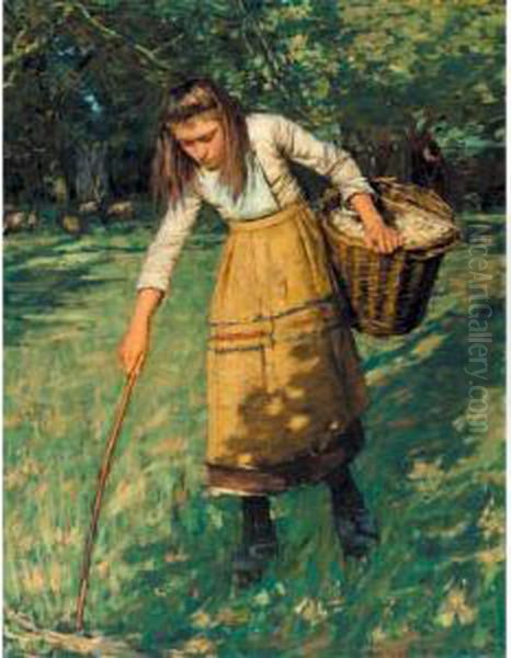 Gathering Wool Oil Painting by Henry Herbert La Thangue