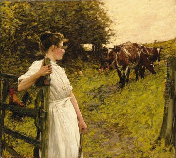 Back From The Common, Heyshott, West Sussex Oil Painting by Henry Herbert La Thangue