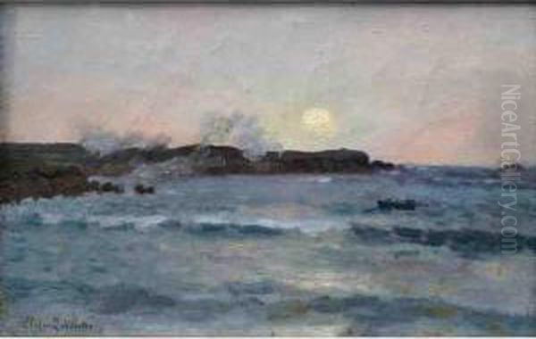 Tempete Sur La Cote Bretonne Oil Painting by Elodie La Villette