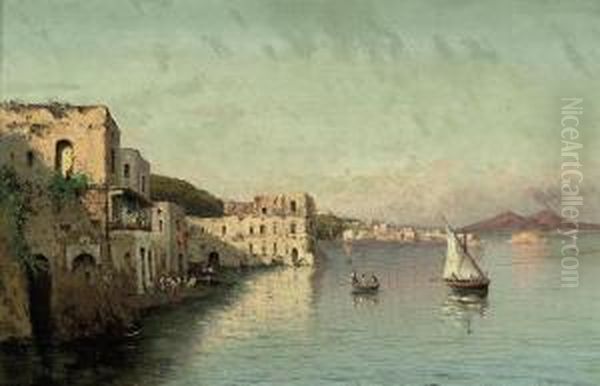 Palazzo Donna Anna, Vesuvius Beyond Oil Painting by Alessandro la Volpe