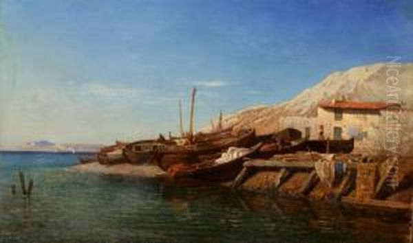 Marina Di Procida Oil Painting by Alessandro la Volpe