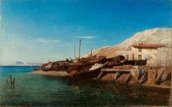 Marina Di Procida Oil Painting by Alessandro la Volpe