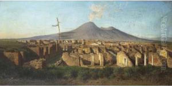 Vue De Pompei Oil Painting by Alessandro la Volpe