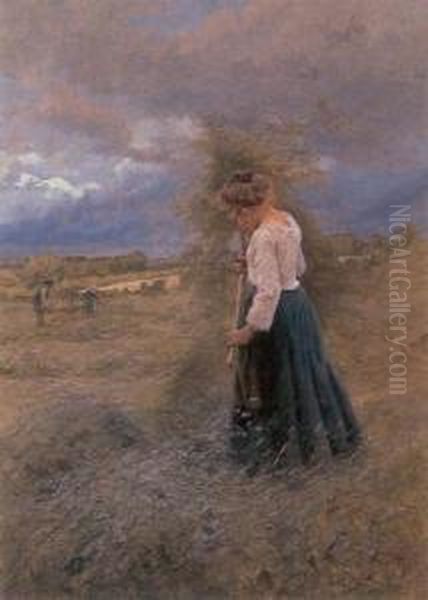 Haymaking Oil Painting by Eugene Leon Labitte