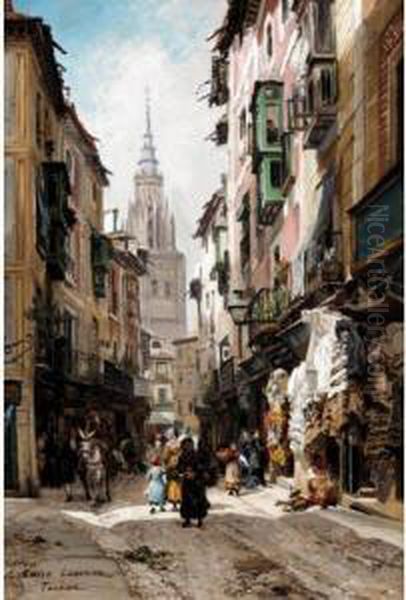 Street Scene, Toledo Oil Painting by Edme Emile Laborne