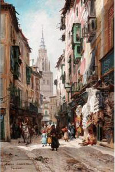 Street Scene, Toledo Oil Painting by Edme Emile Laborne