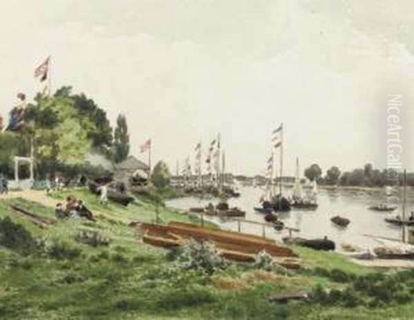 Canotage Sur La Seine, Argenteuil Oil Painting by Edme Emile Laborne